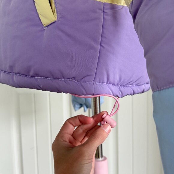 Kawaii Pastel Rainbow Stripe Puffer Coat with Hood - Picture 10 of 11